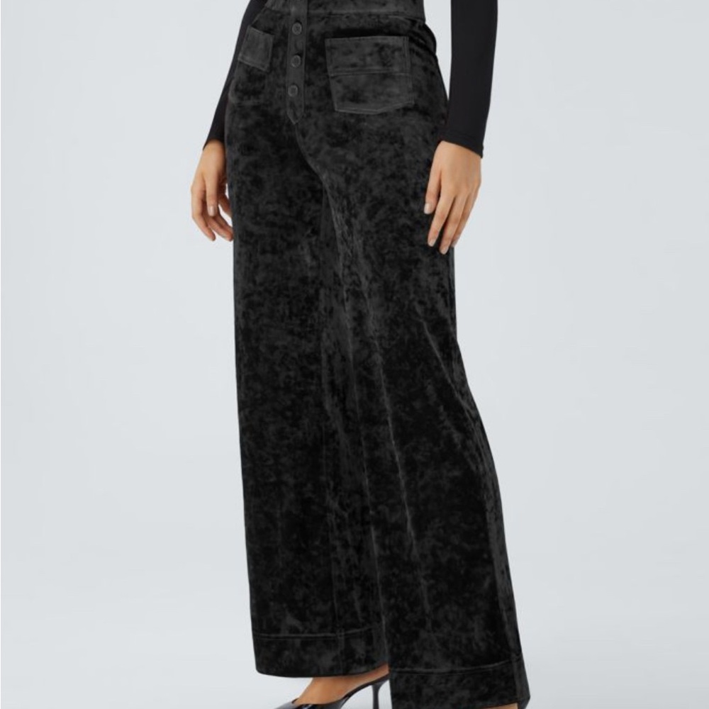 HALARA Black Velvet Straight Leg Pants - Picture 2 of 2